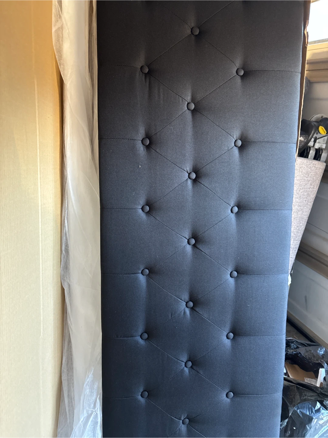 King Tufted Upholstered Headboard - Black