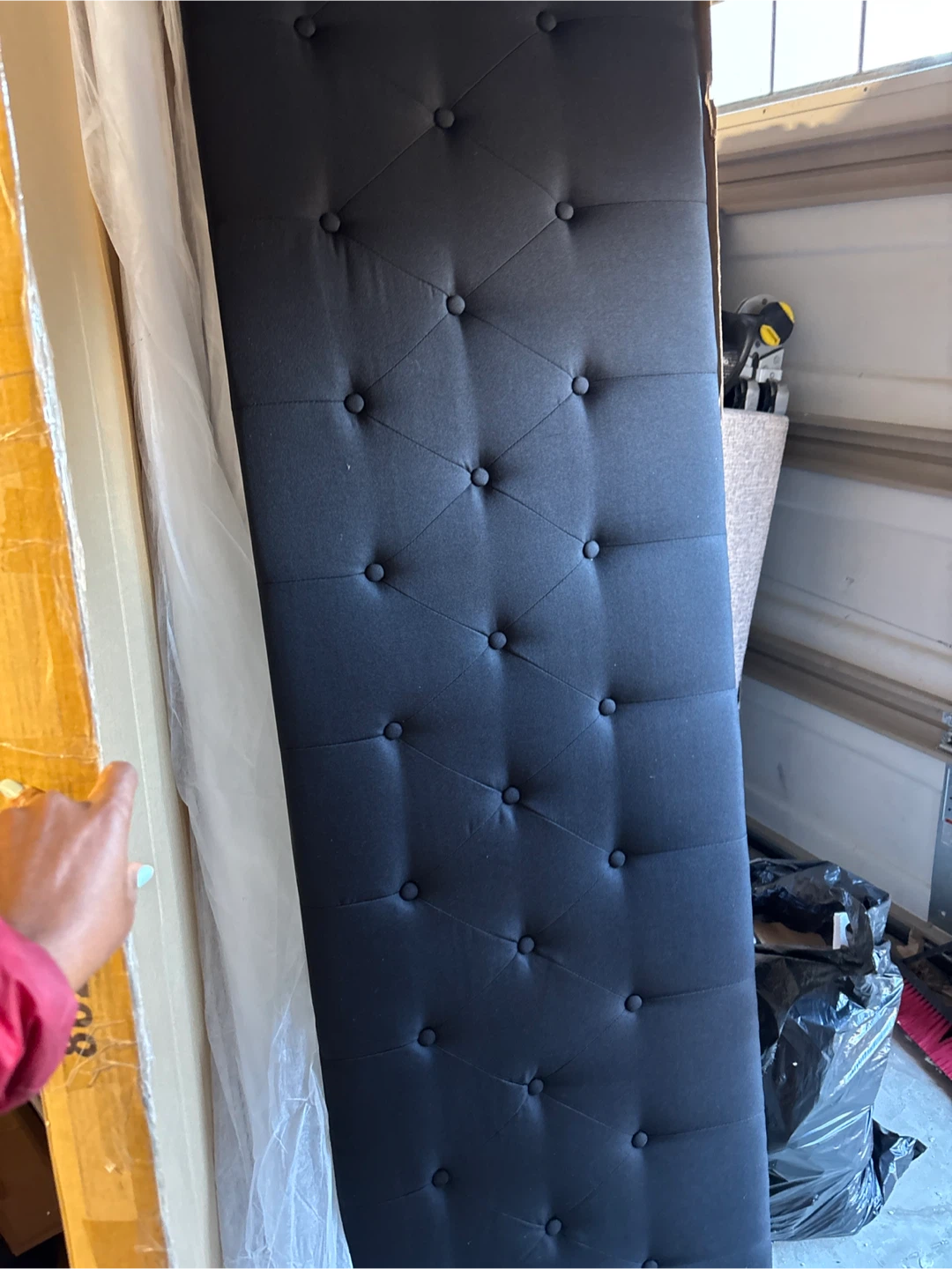 King Tufted Upholstered Headboard - Black - photo 3