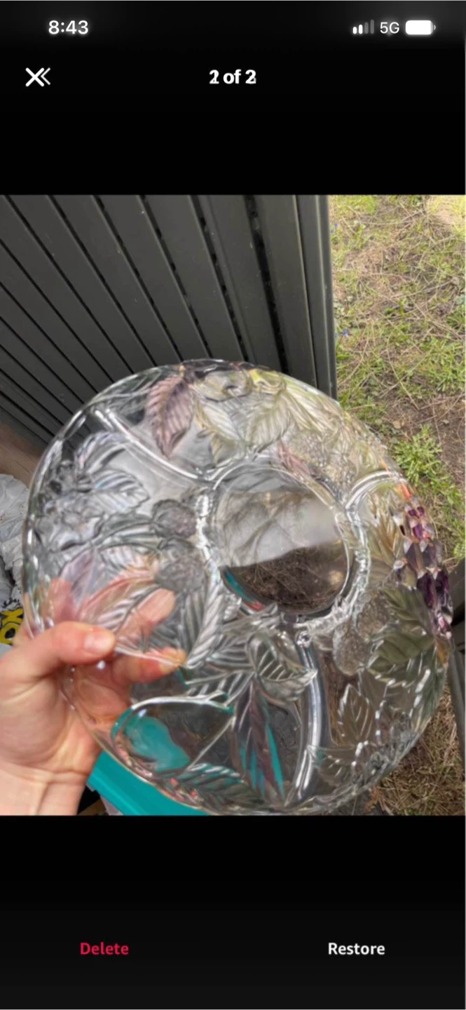 Vintage Glass Fruit Motif Serving Platter