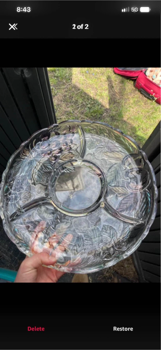 Vintage Glass Fruit Motif Serving Platter - photo 2
