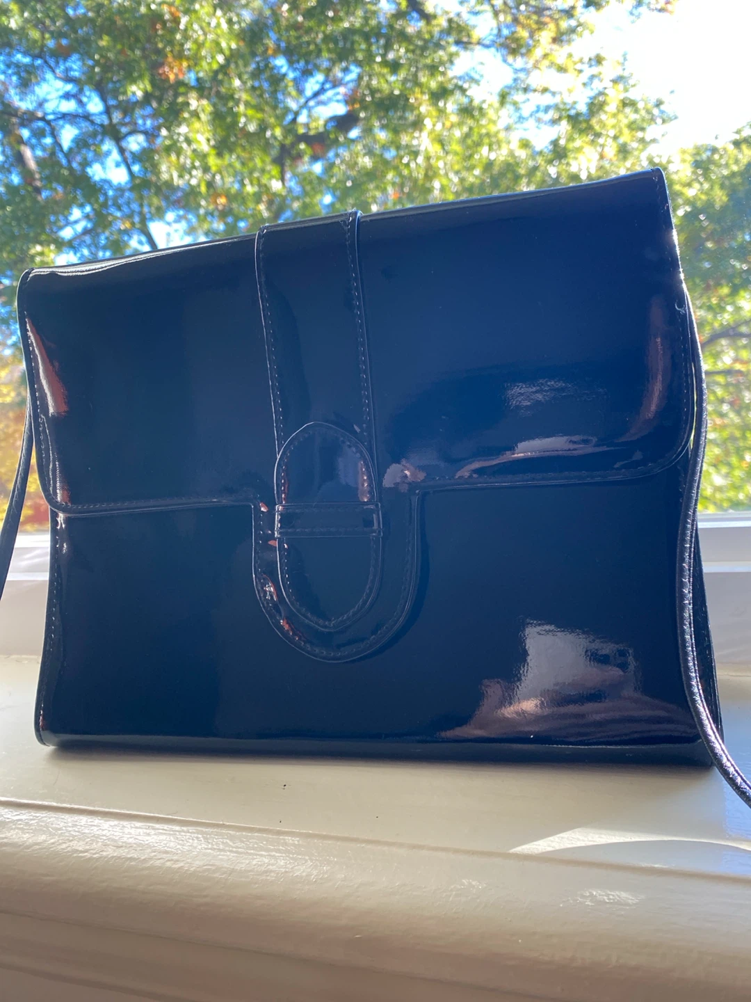 Vintage Black Patent Leather Shoulder Bag - photo 3
