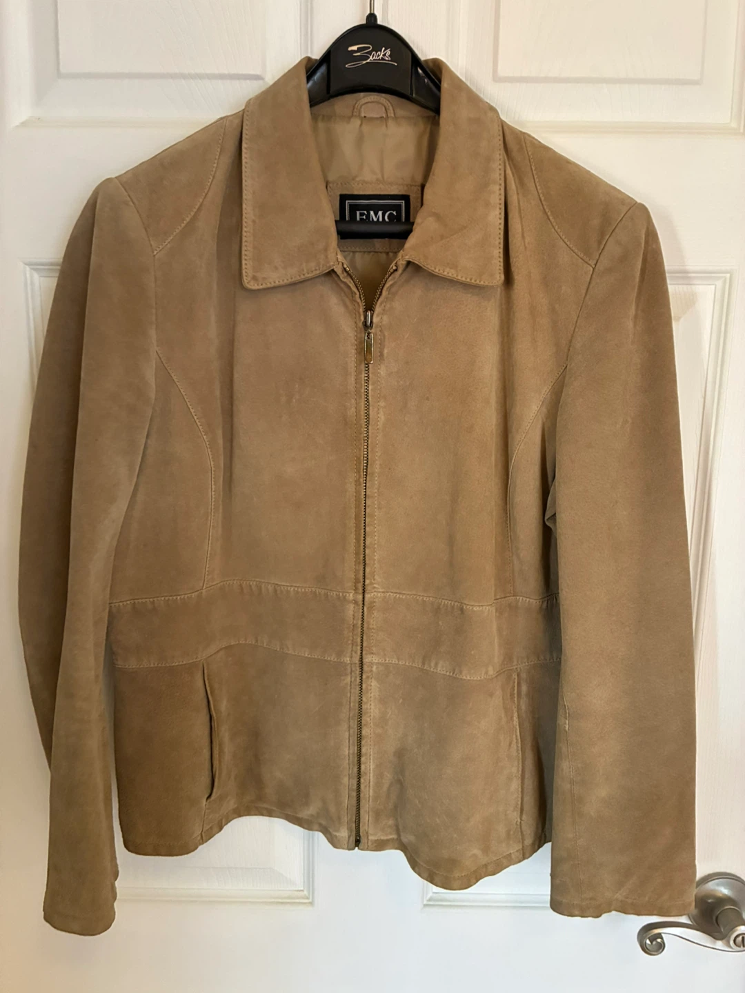 EMC Tan Suede Leather Jacket—medium