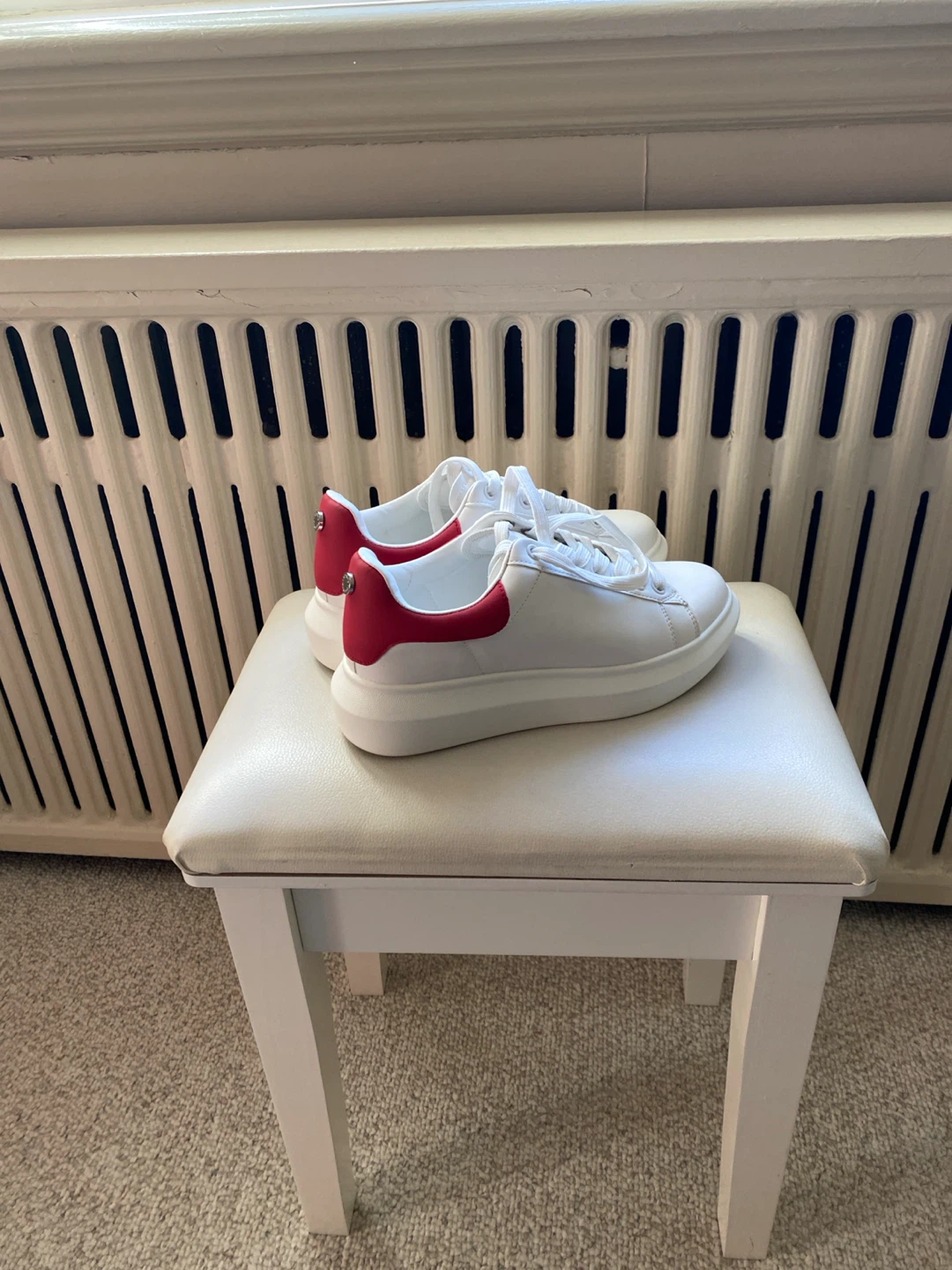 Steve Madden White and Red Sneakers