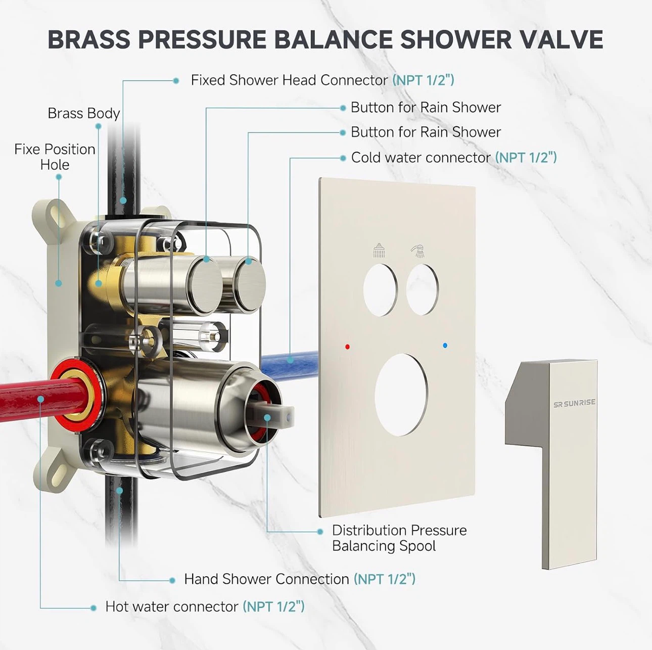 12 Inch Square Shower System with Handheld,Brushed Nickel - photo 2