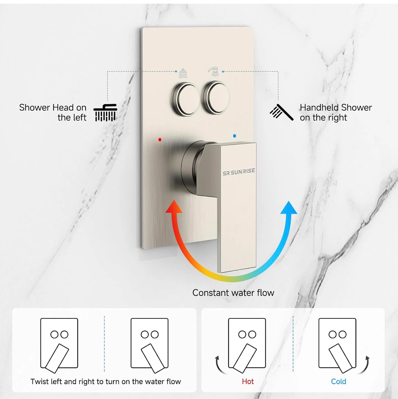 12 Inch Square Shower System with Handheld,Brushed Nickel - photo 3