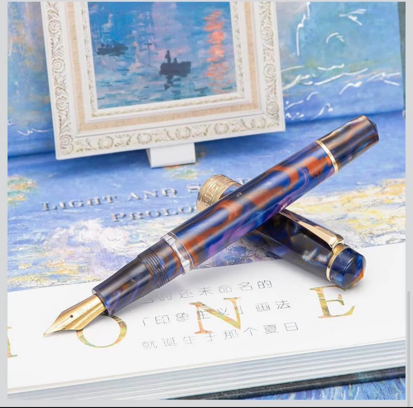 Piston Fountain Pen, Medium-Nib (Purple and Gold Resin) - photo 2