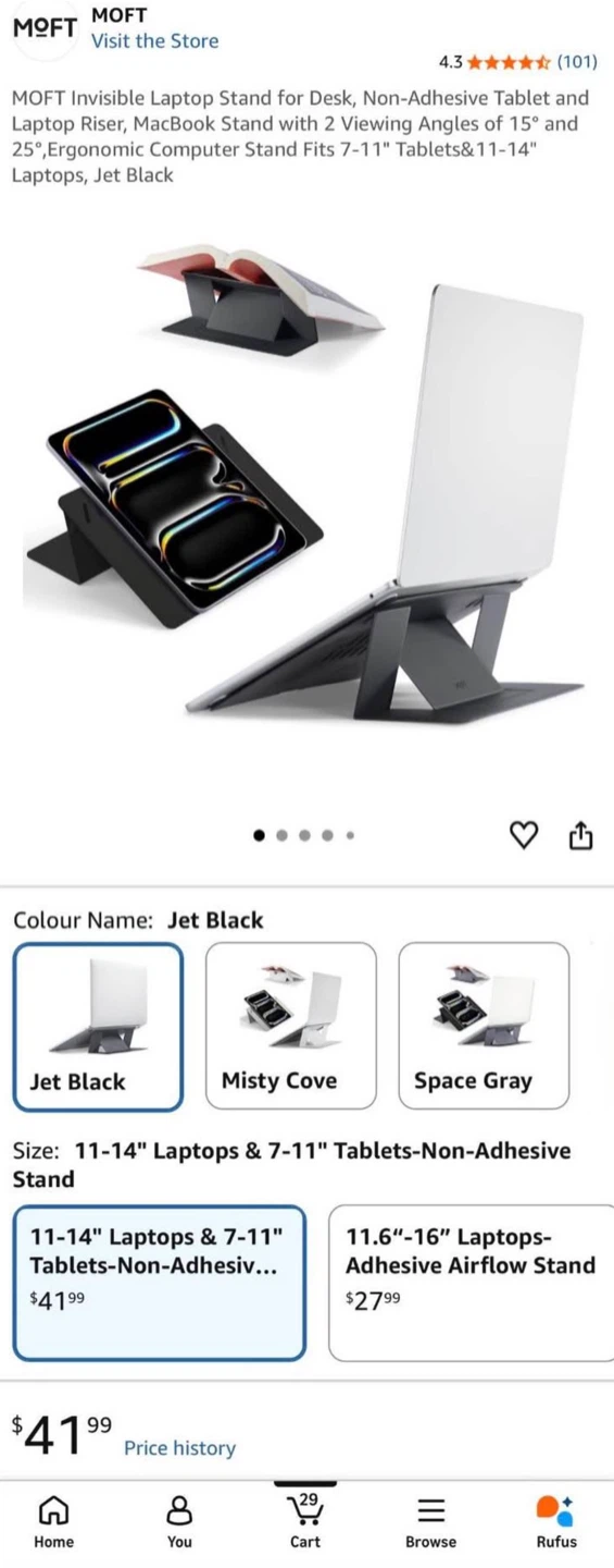 Minimalist Laptop Stand 11-14in. laptop/7-11in. tablet (Black)