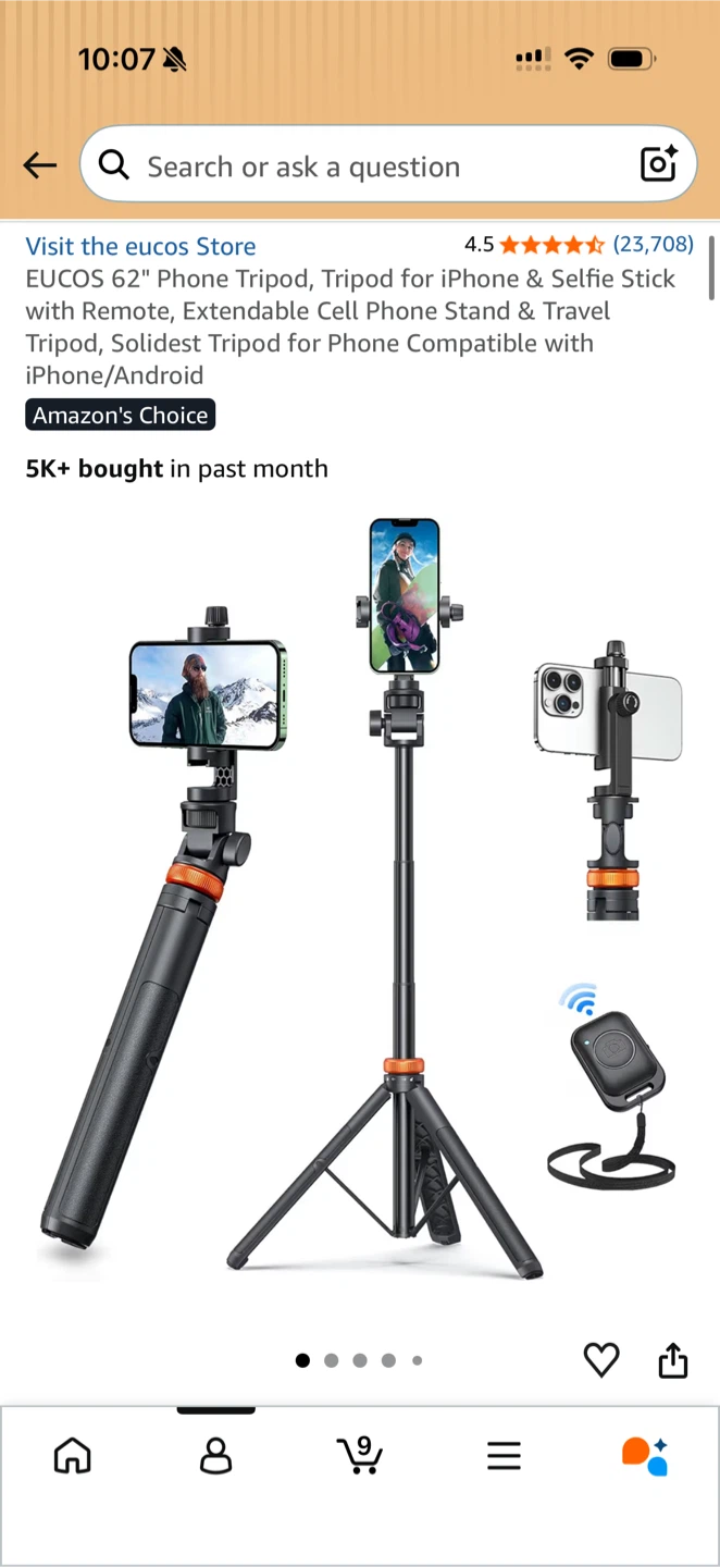 EUCOS 62-inch Phone Tripod and Selfie Stick