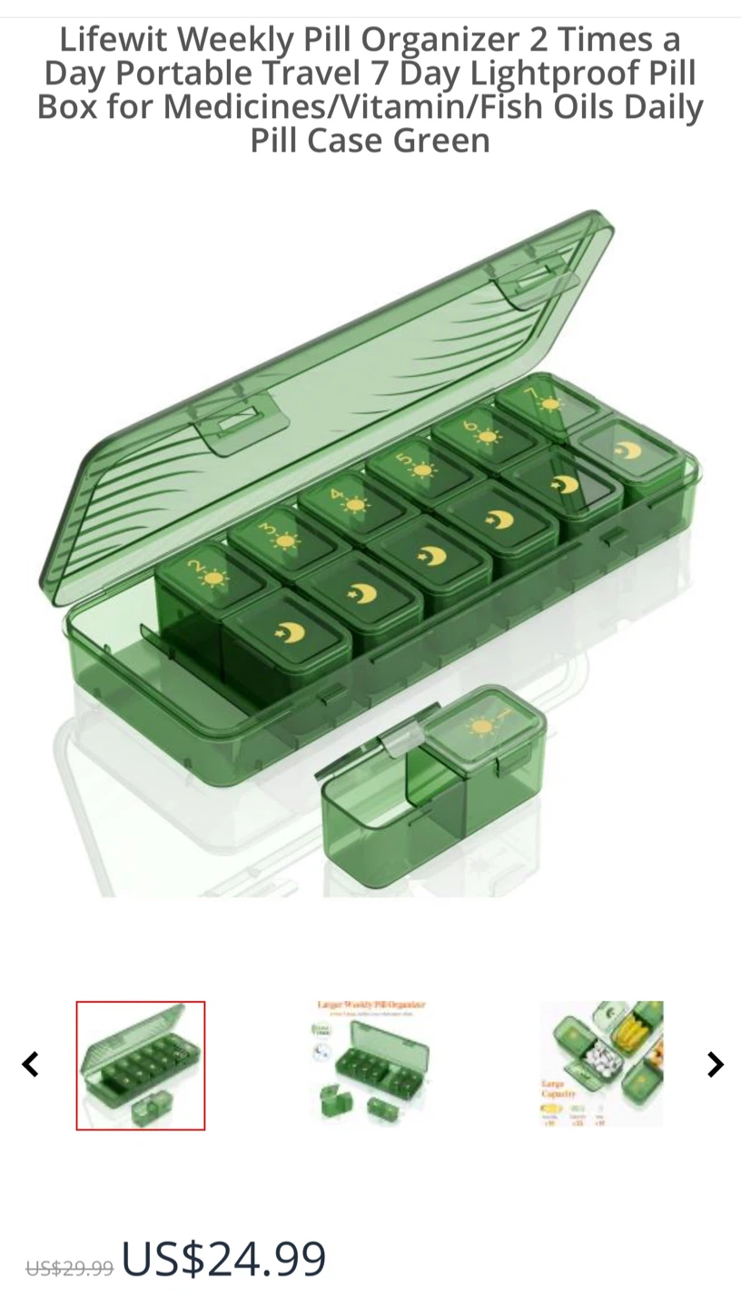 LIFEWIT Pill Organizer (Matte Green)