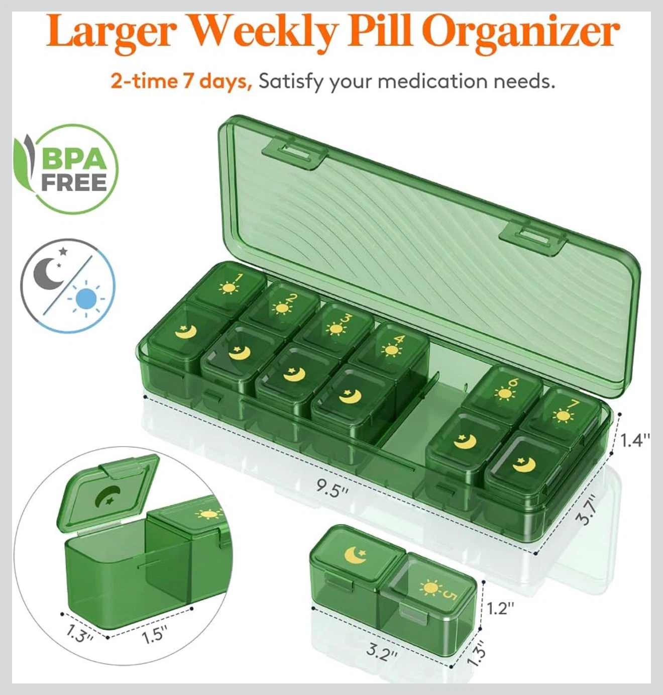 LIFEWIT Pill Organizer (Matte Green) - photo 3