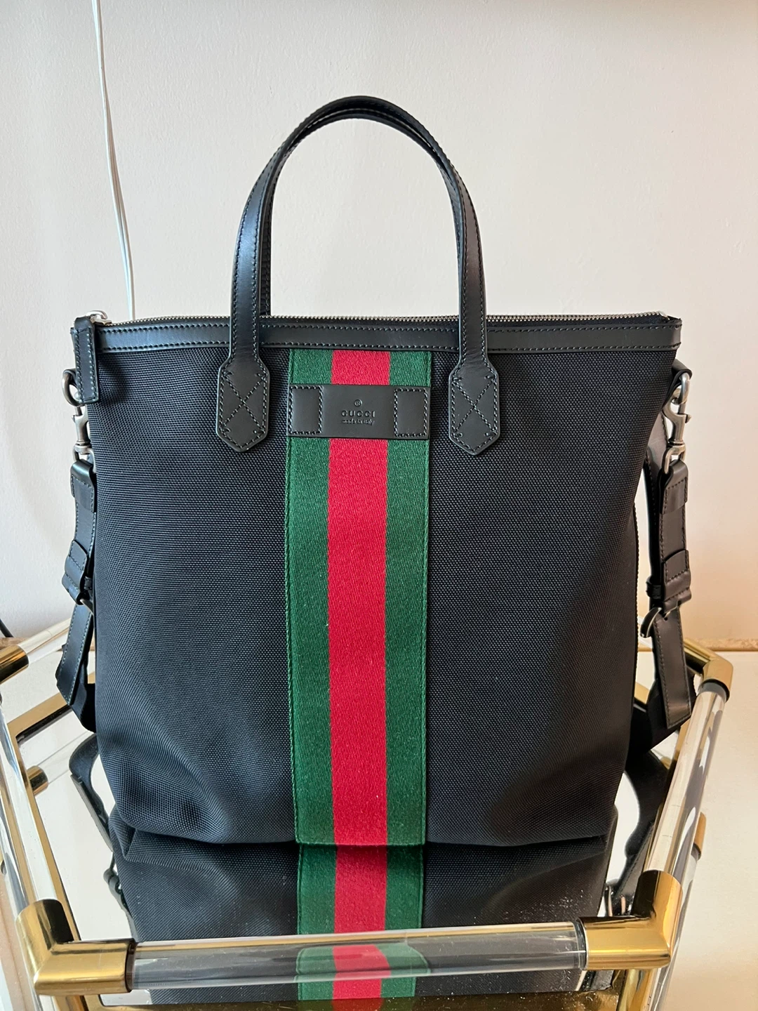 Gucci Black Nylon Tote Bag
