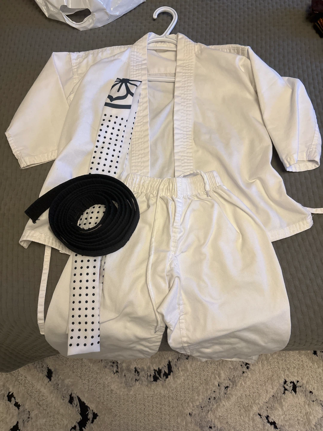 White Karate Gi with Black Belt
