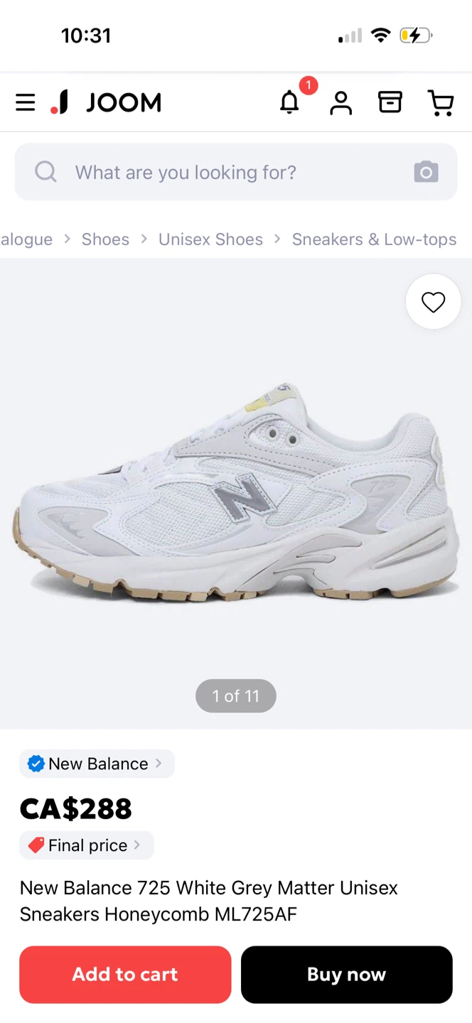 New Balance 725 White Grey Sneakers