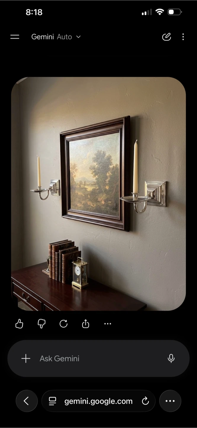 Luxury Set of Two Silver Wall-Mounted Single Candle Sconces - photo 2