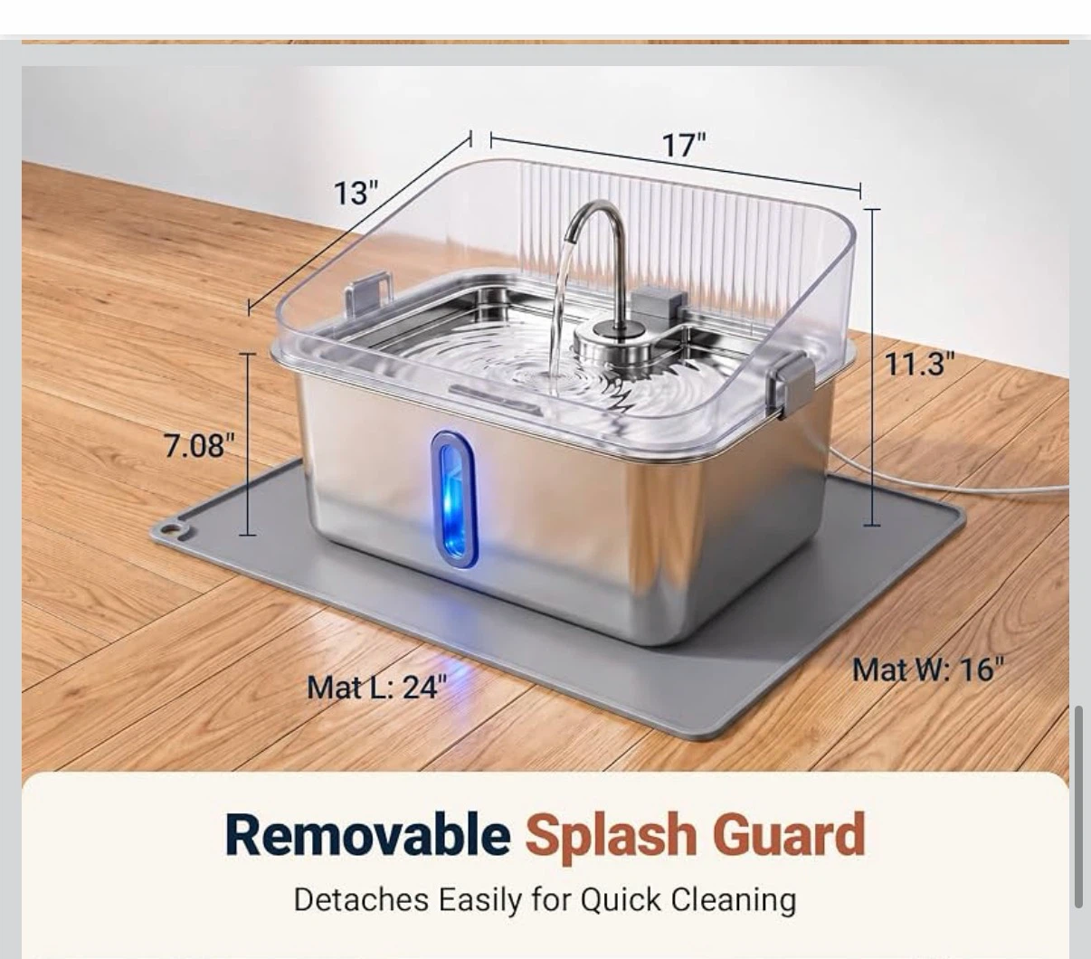 4.76 Gal/18L XL Stainless Steel Pet Water Fountain - photo 5