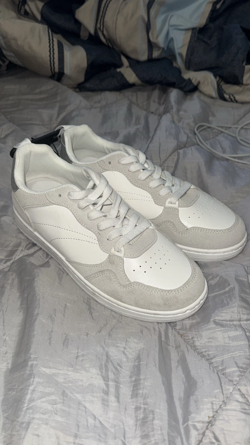 Ardene Collective Faux Leather Sneakers - Light Grey
