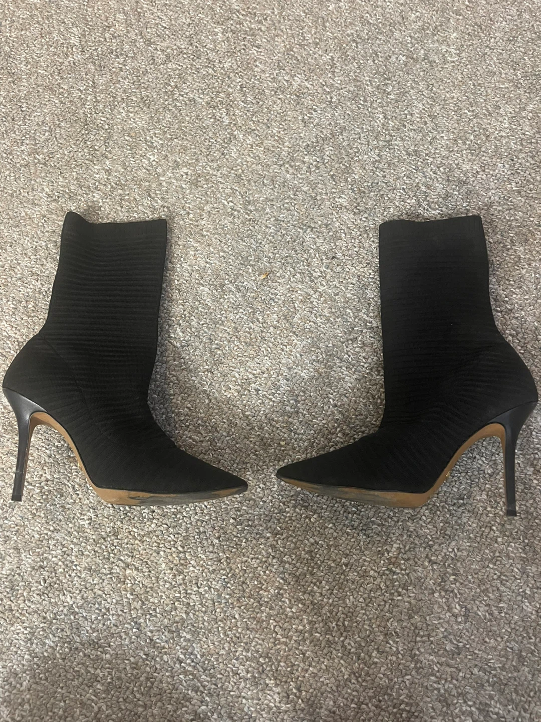 black knit heeled sock boots