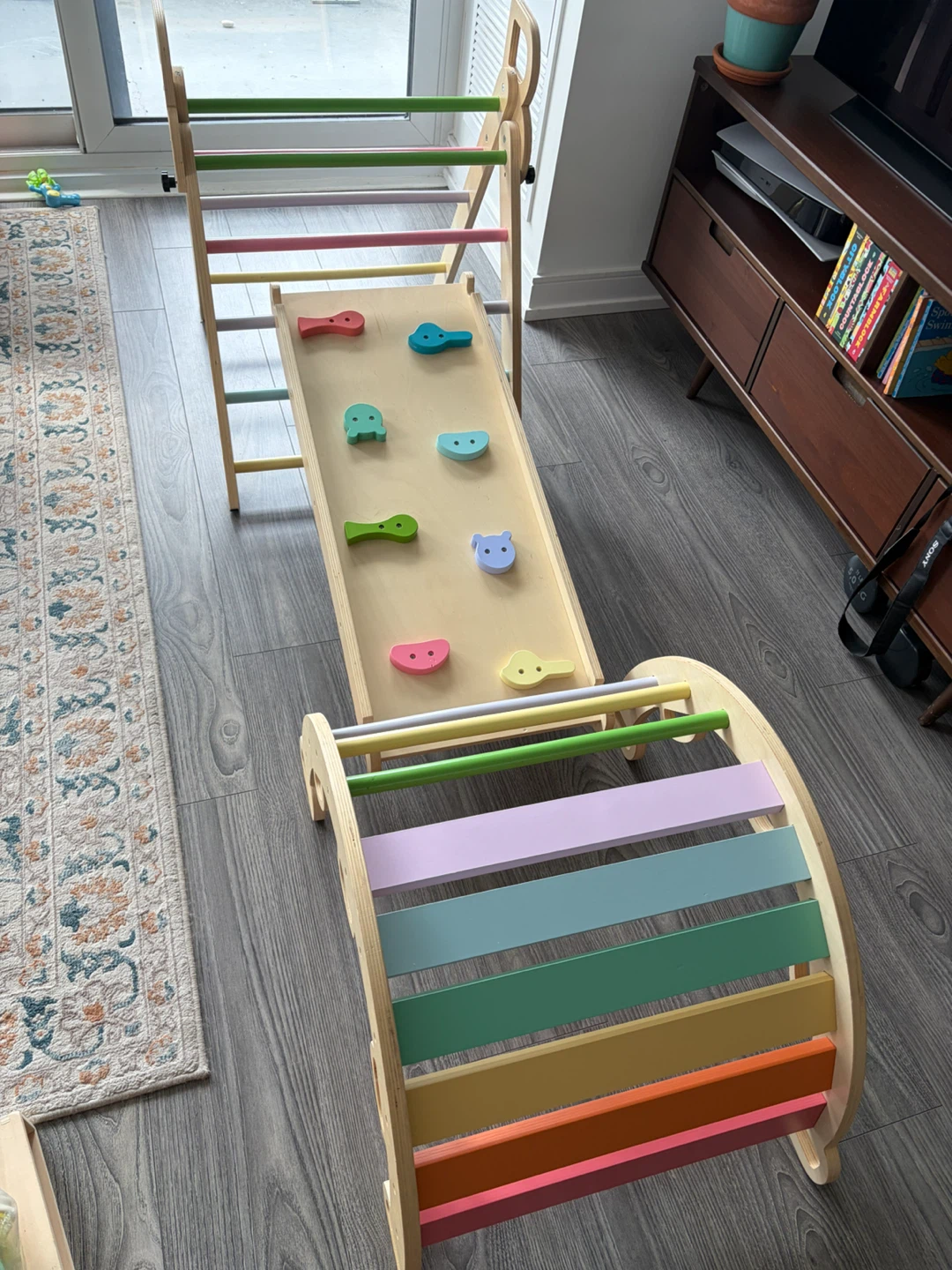 BlueWood Wooden Pikler Triangle and Climbing Arch Set
