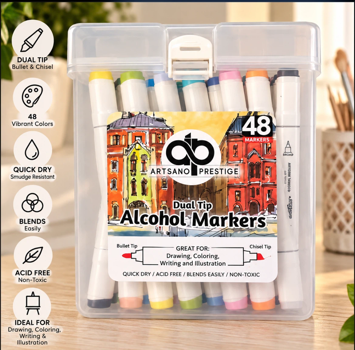 Artsano Prestige 48 Dual Tip Alcohol Markers
