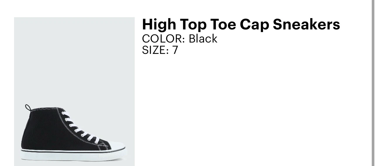 ardene High Top Toe Cap Sneakers Black Size 7 - photo 5