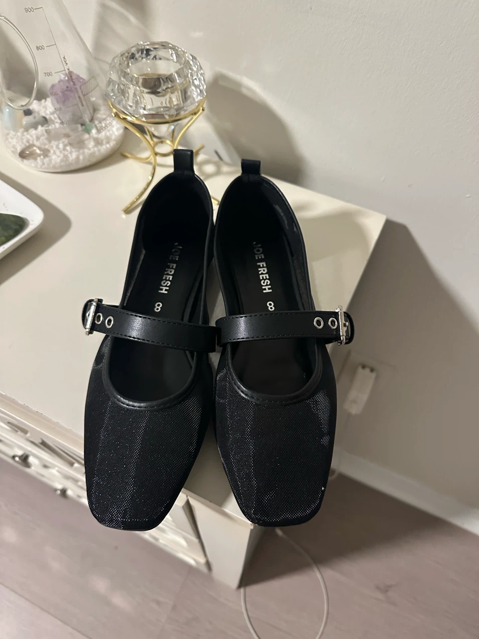 Joe Fresh black mesh Mary Jane flats