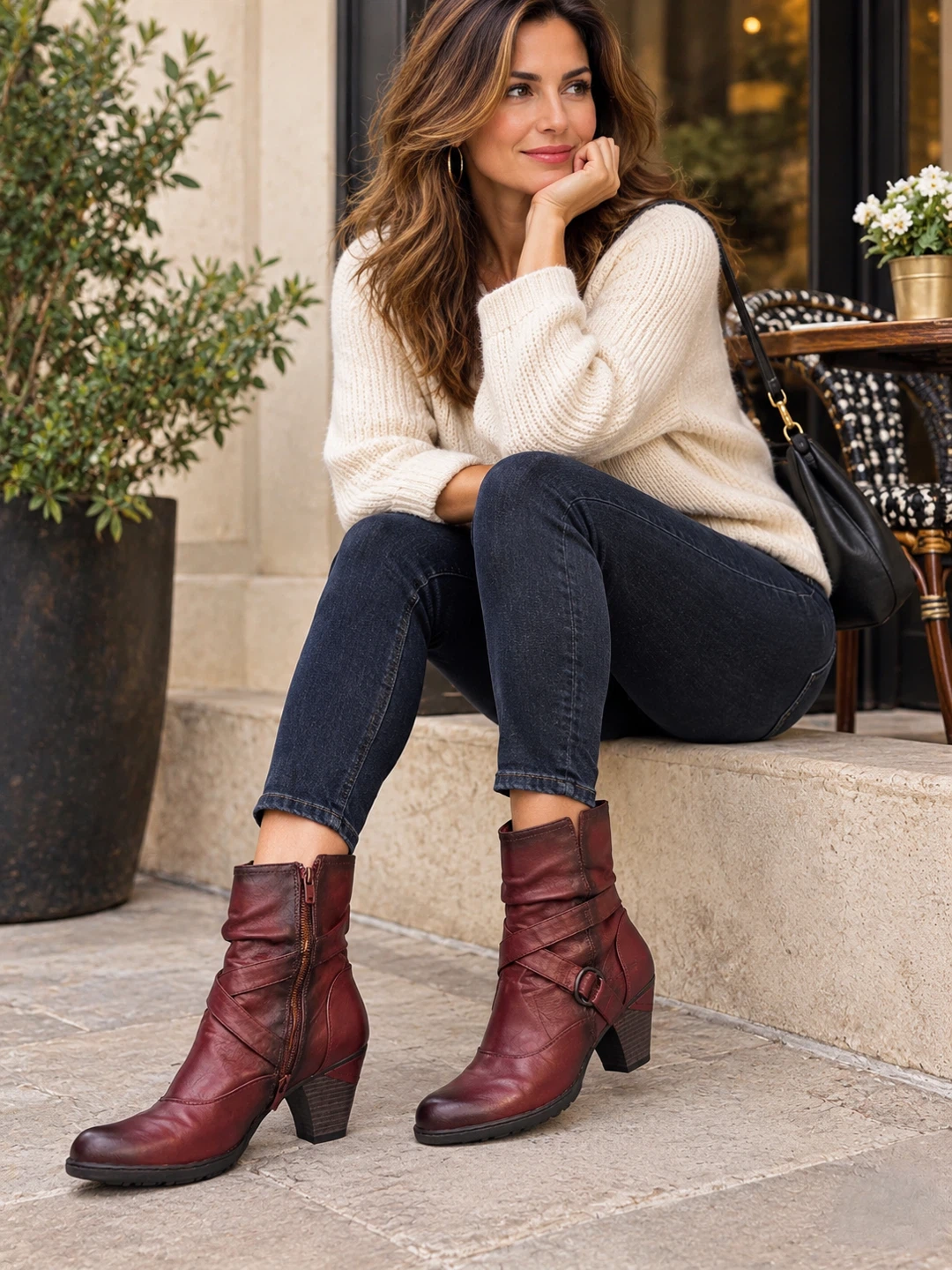 Vangelo Donna Burgundy Ankle Boots