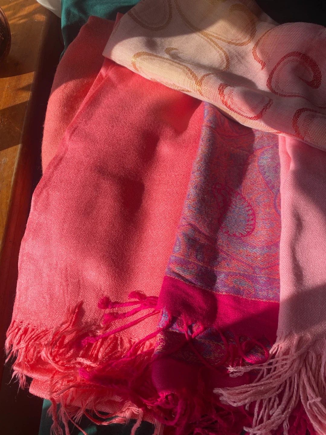 Set of Three Pink and Peach Scarves - photo 2