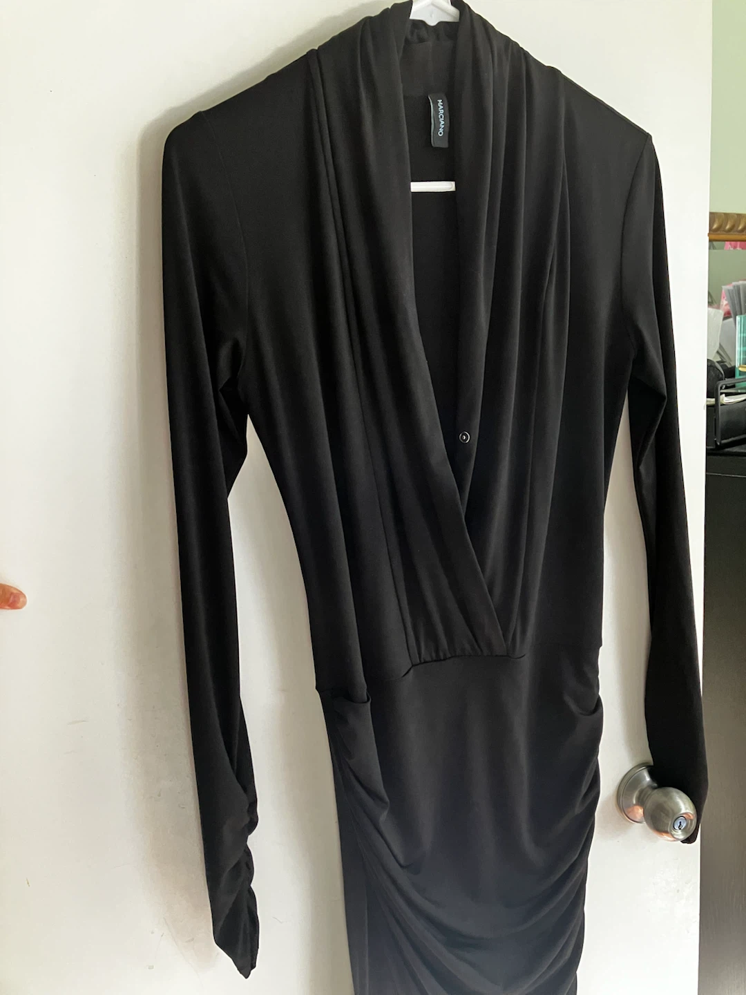 Marciano Plunging Neckline Long Sleeve Dress