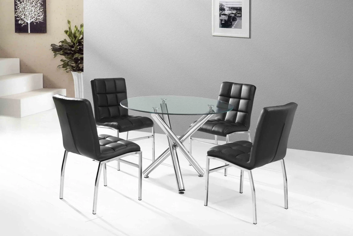 Glass Dining Table with 4 Chairs