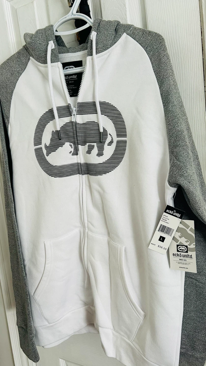 New Ecko Unltd. Zip-Up Hoodie White/Grey Large - photo 2