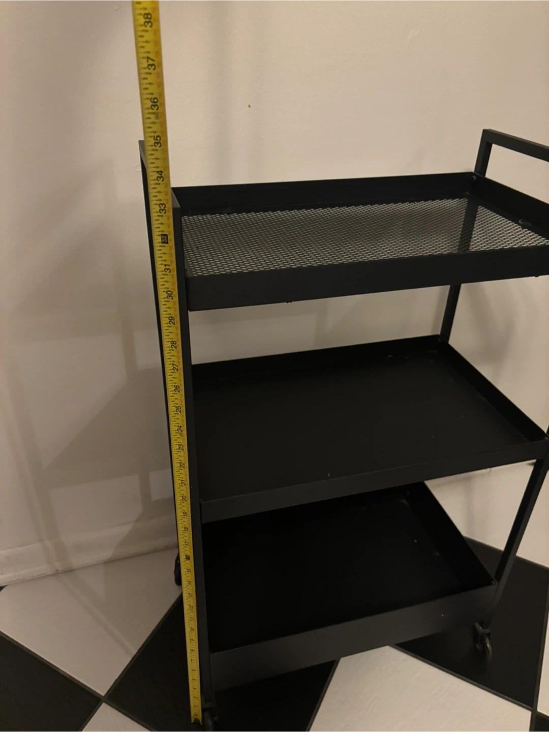 3-Tier Black Metal Rolling Storage Cart - photo 4