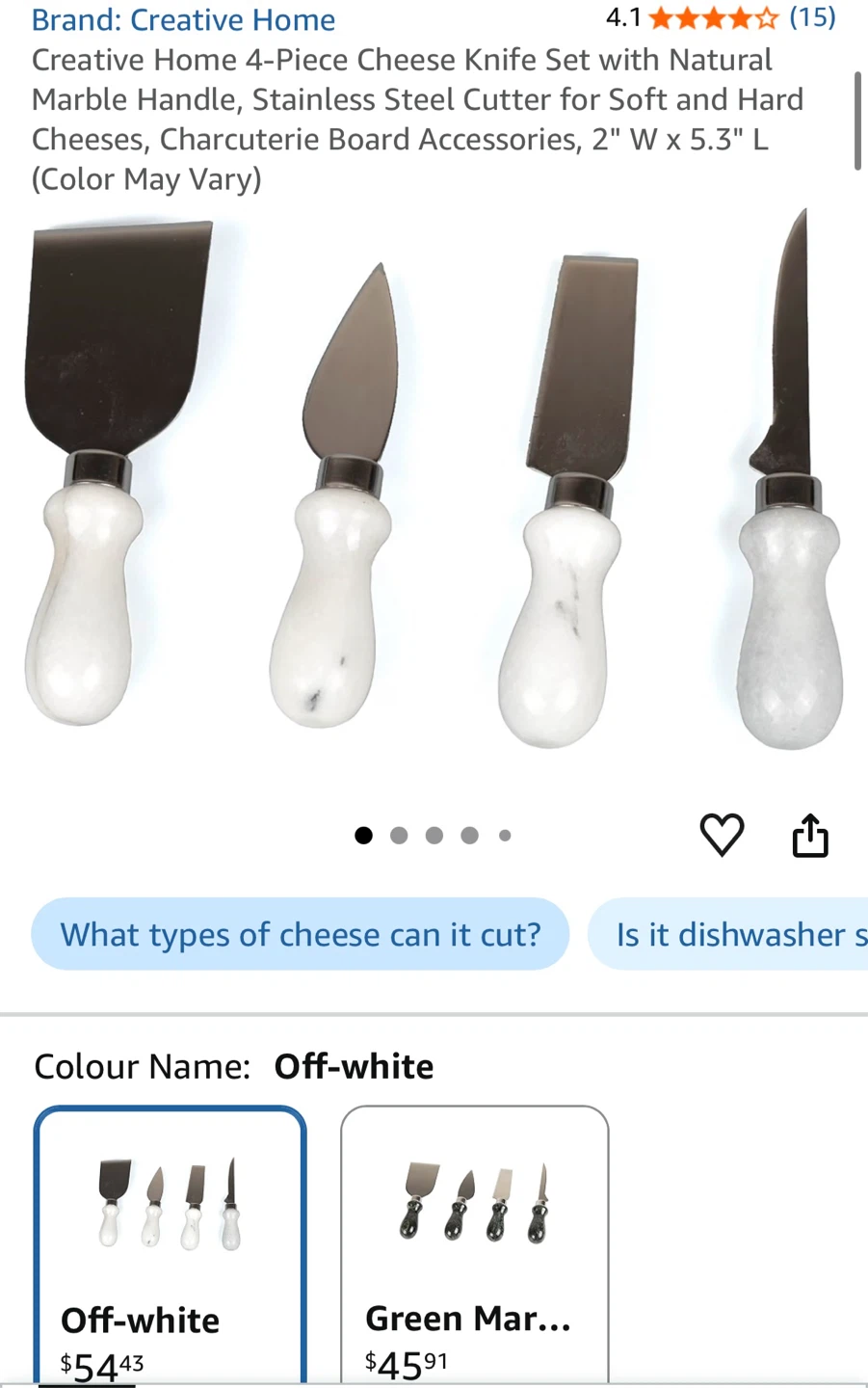 4-Piece Marble Cheese Knife Set