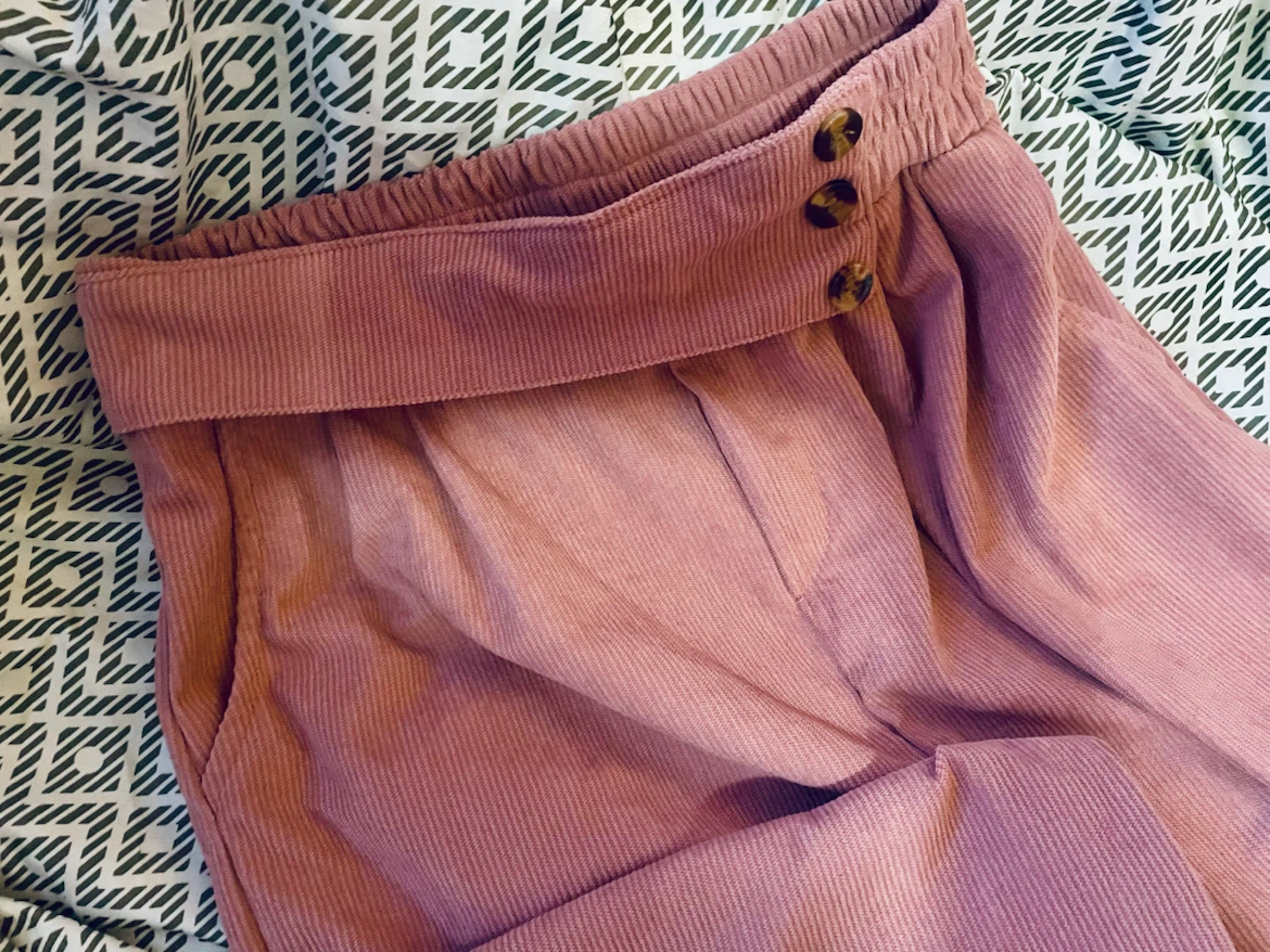 Pink Corduroy Wide-Leg Trousers