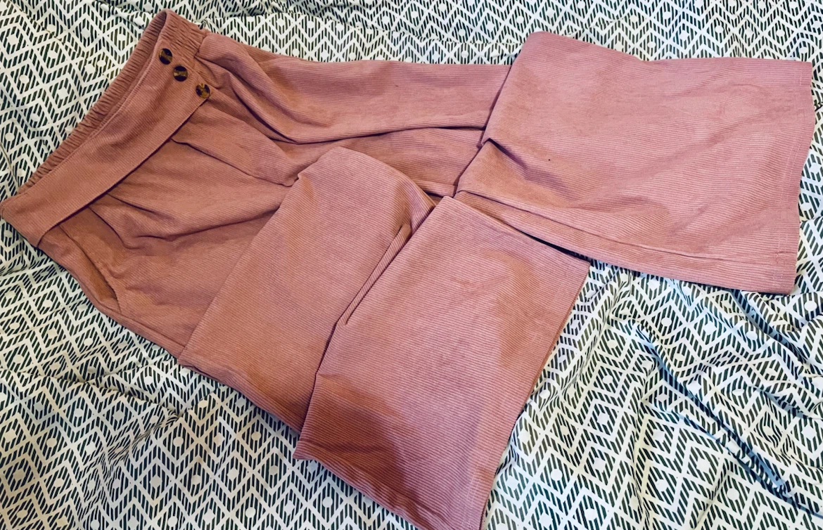 Pink Corduroy Wide-Leg Trousers - photo 2