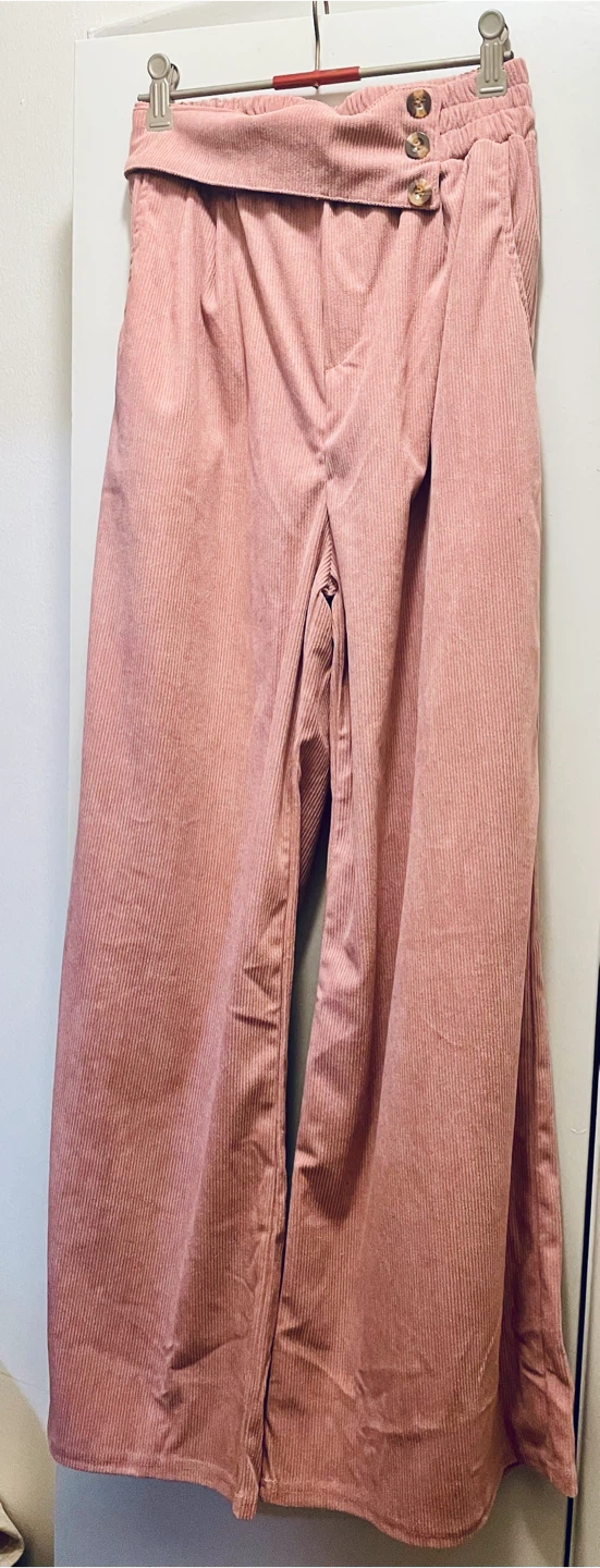Pink Corduroy Wide-Leg Trousers - photo 3
