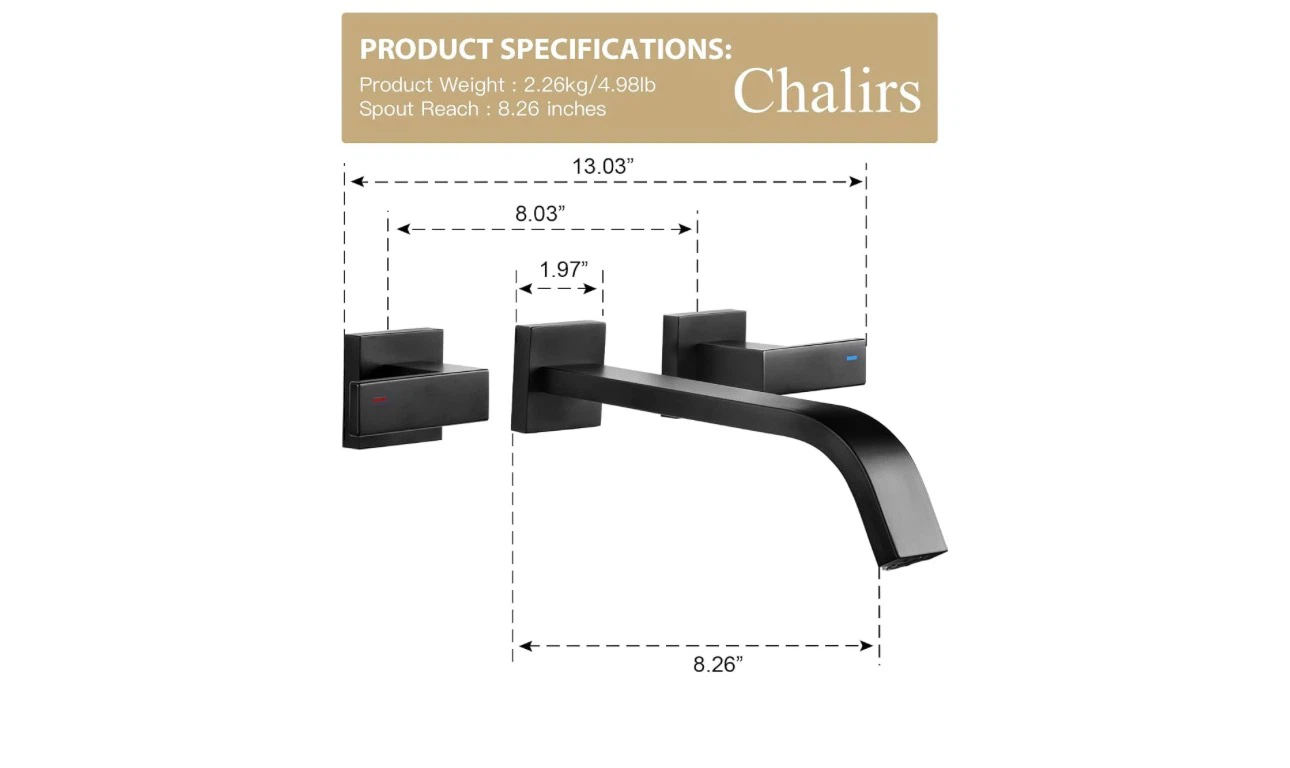 Brass Wall Mount Bathroom Faucet - photo 2