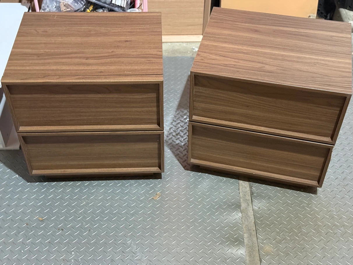 Set of Two Walnut-Finish Bedside Tables