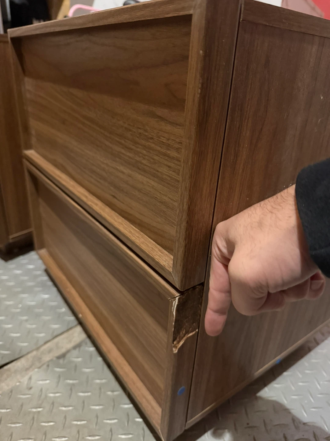 Set of Two Walnut-Finish Bedside Tables - photo 5