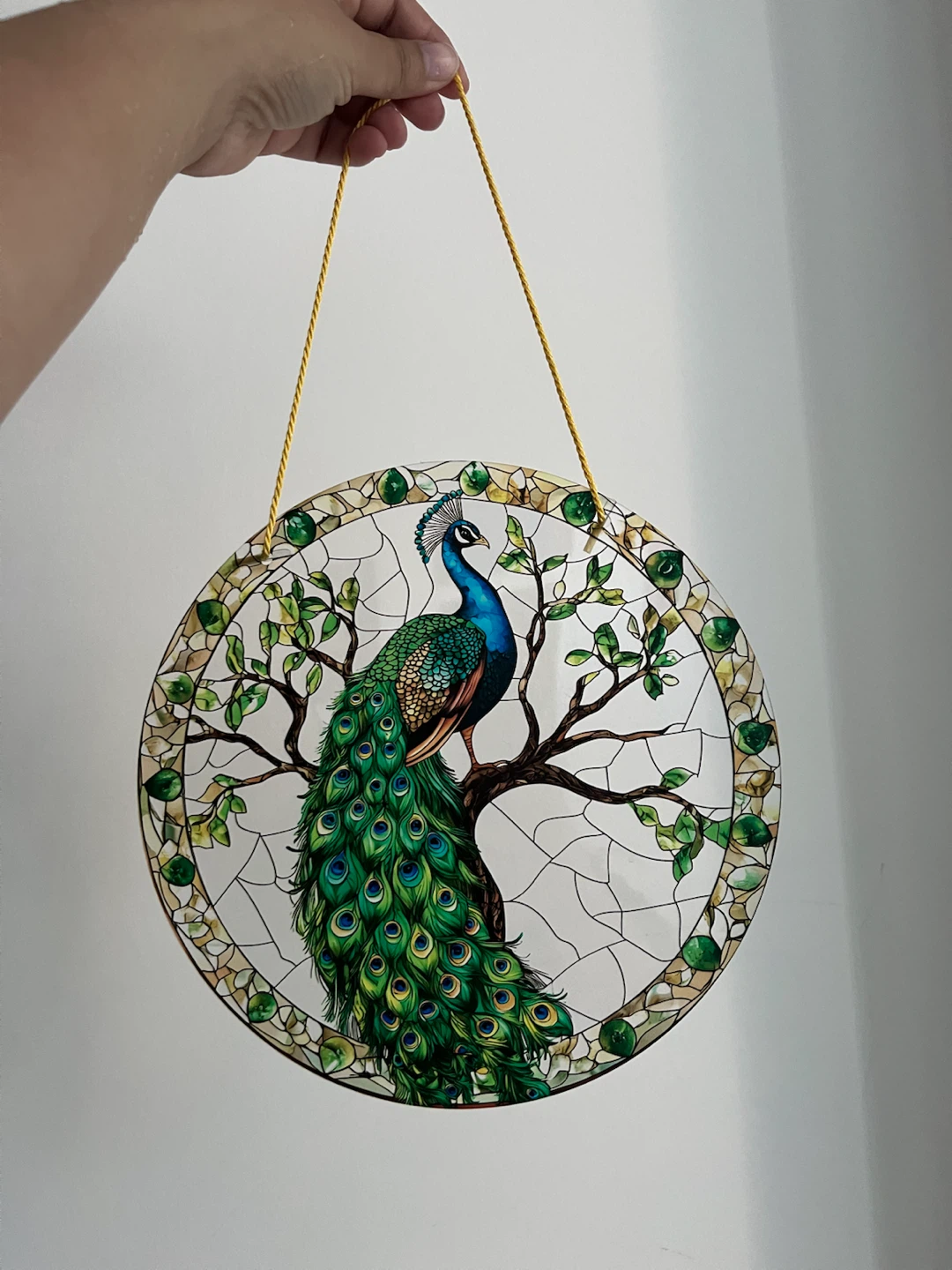 Peacock Stained Glass Style Sun Cathcher