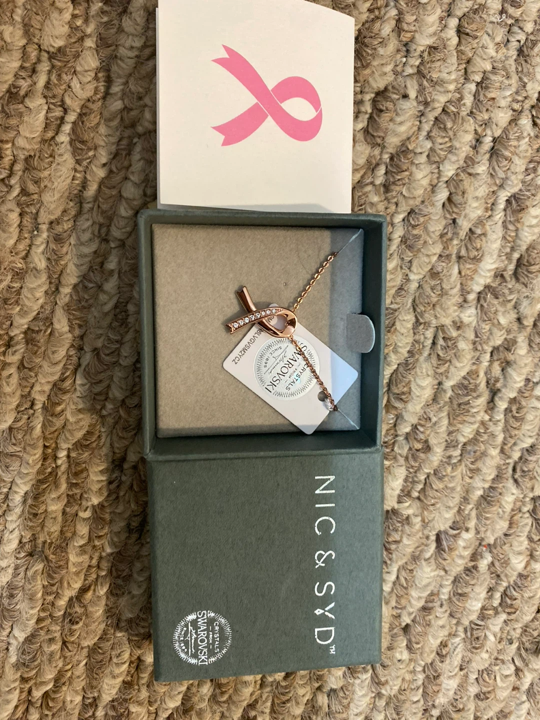 NIC&SYD Rose Gold Ribbon Necklace with Swarovski Crystals