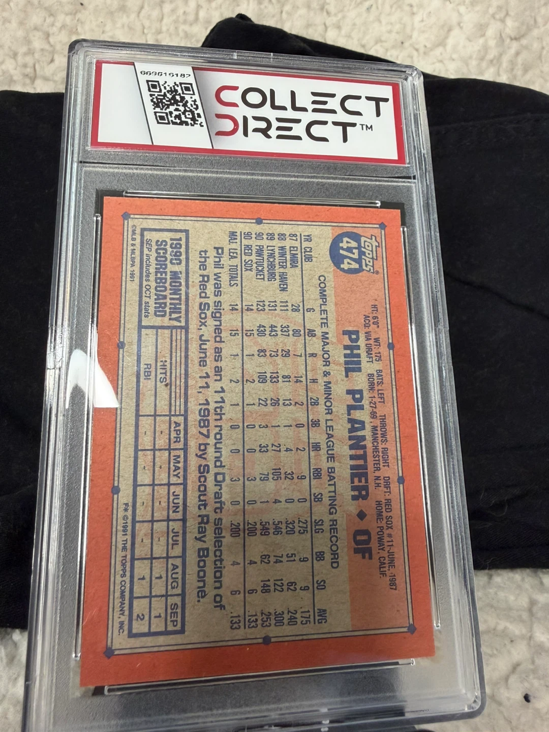 1991 Topps Phil Plantier Authentic Auto Baseball Card - photo 2
