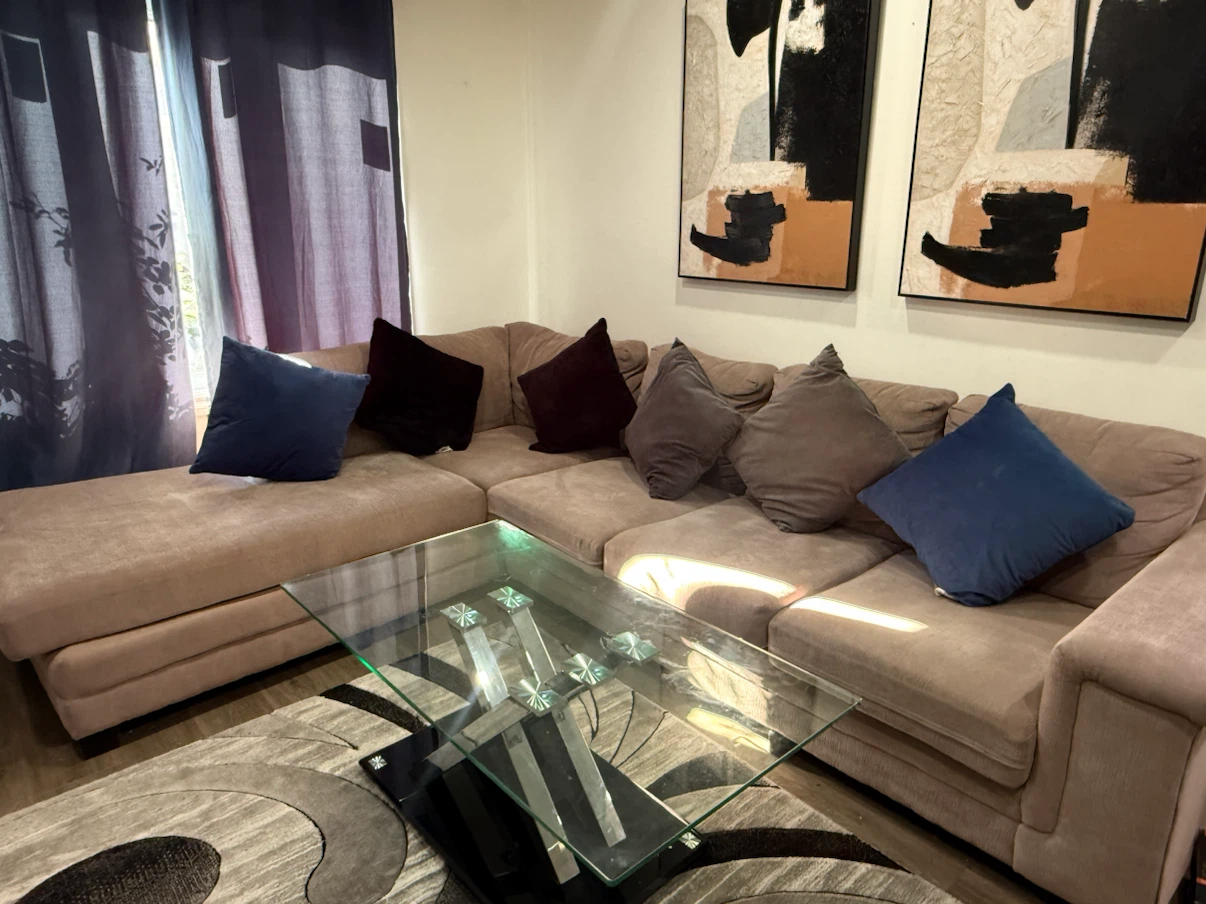 Beige Sectional Sofa with Chaise