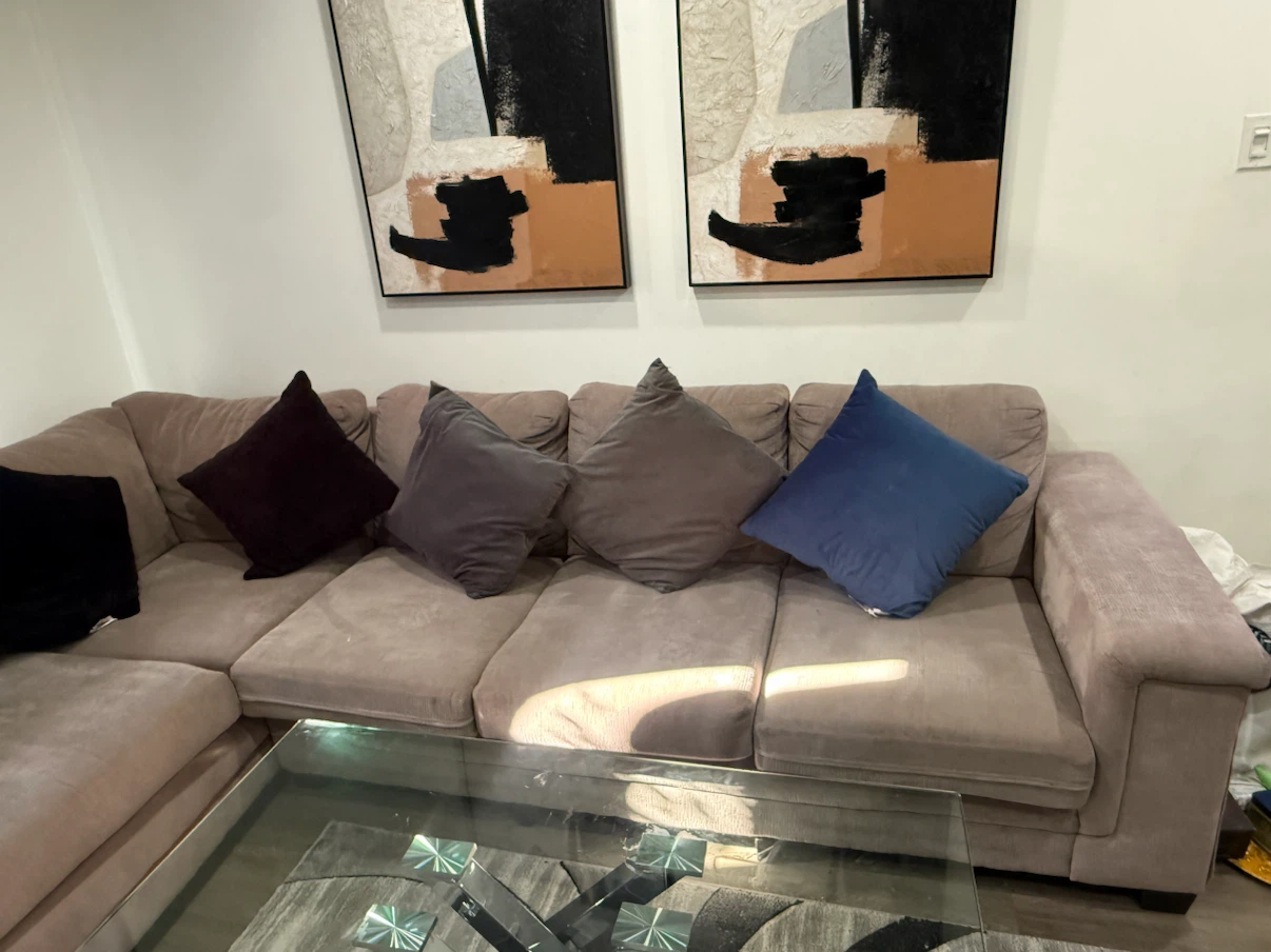 Beige Sectional Sofa with Chaise - photo 2