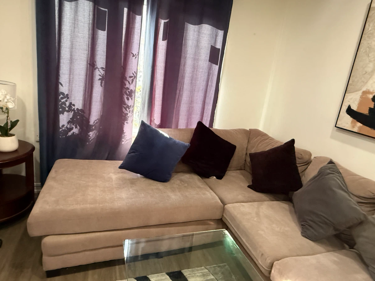 Beige Sectional Sofa with Chaise - photo 3