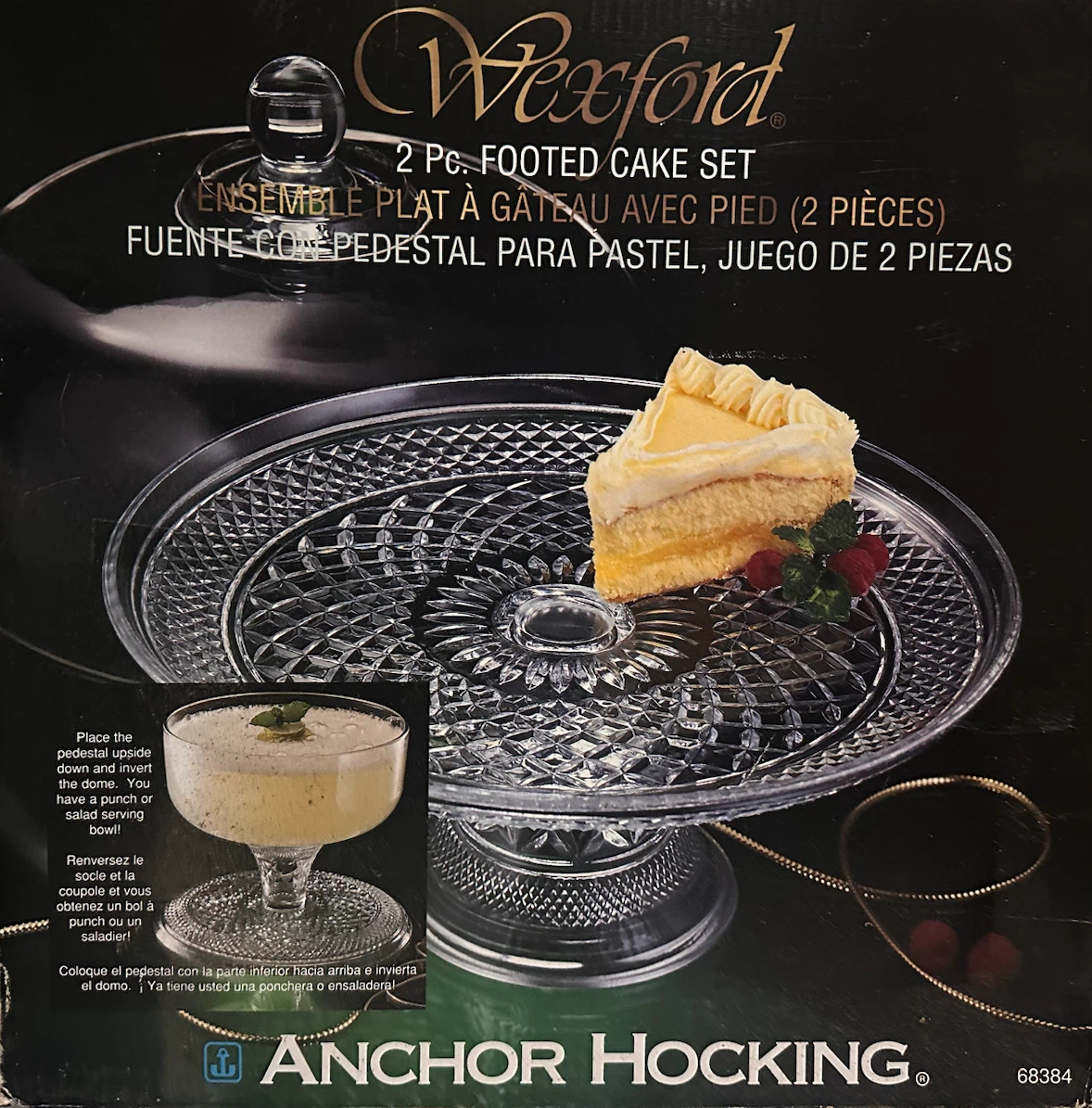 Wexford Anchor Hocking 2 Pc Footed Cake Set