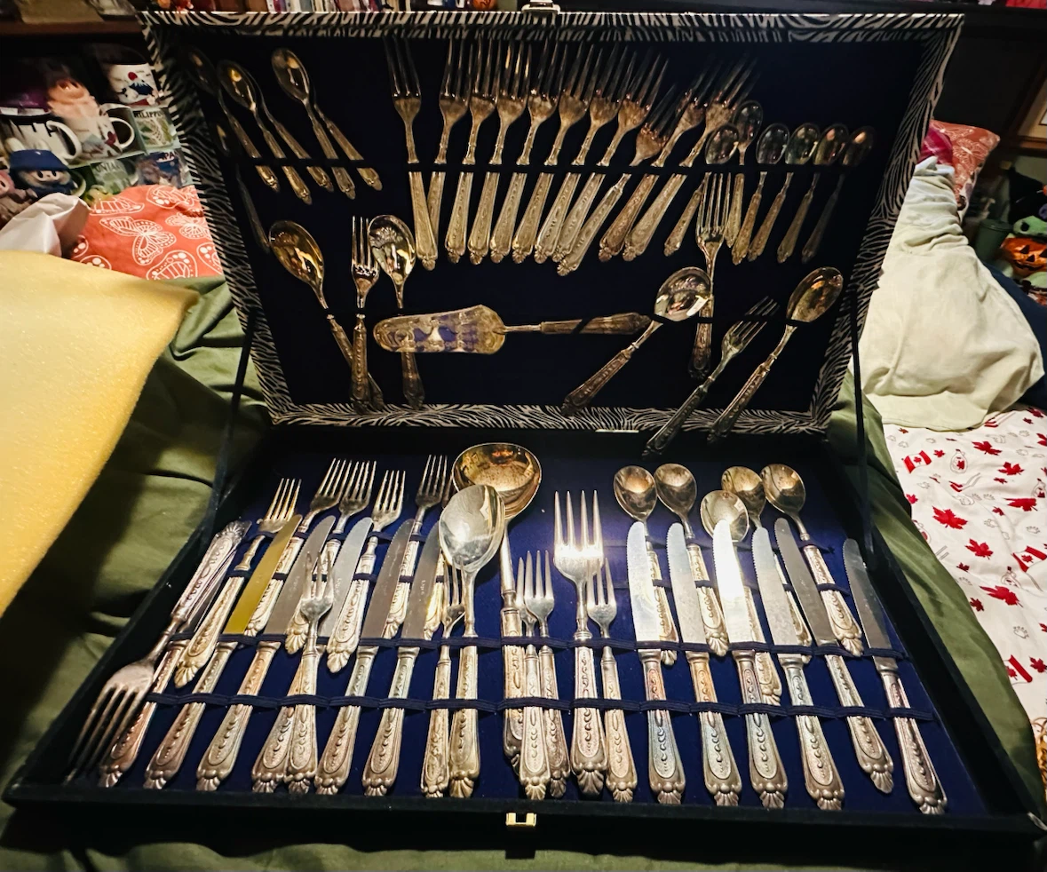 Vintage Silver-Plated Flatware Set in Case - photo 3
