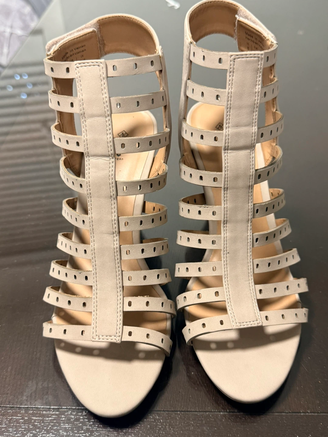 Beige Gladiator Heeled Sandals US Size 8