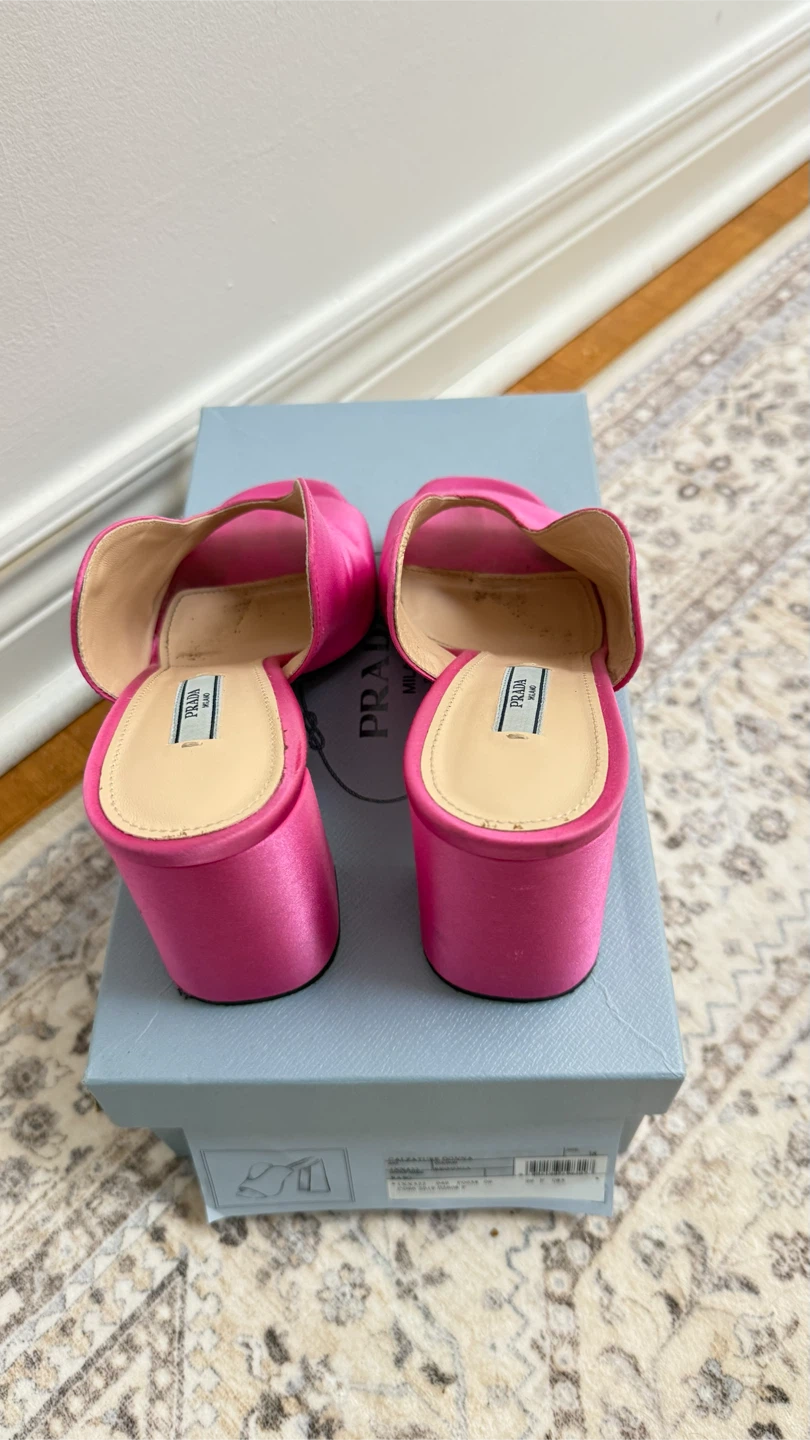 Prada Pink Satin Heeled Mules - photo 2