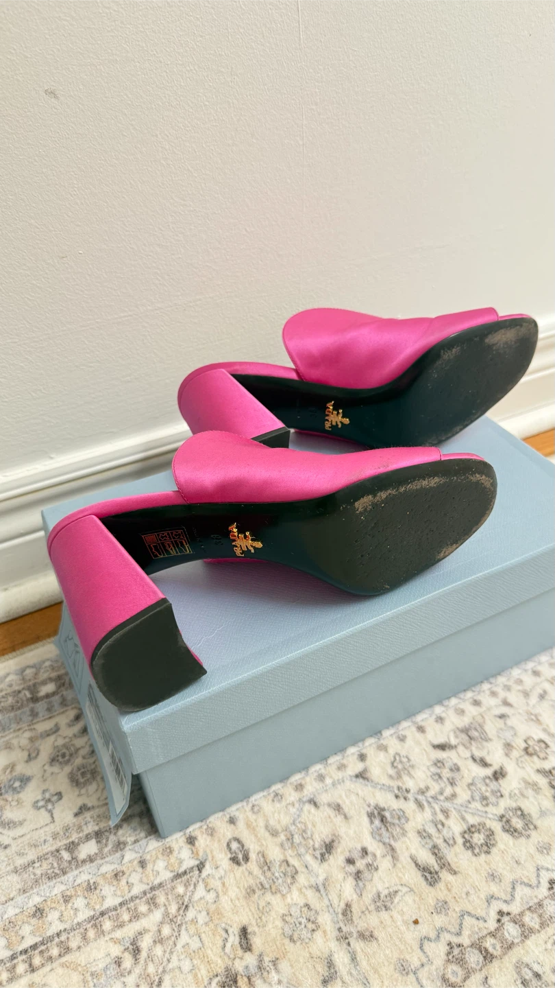 Prada Pink Satin Heeled Mules - photo 5
