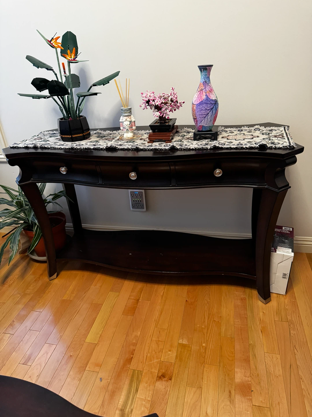 Dark Wood Console Table with Drawers - photo 2